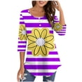 thumbnail image 1 of Birdeem Blouse pour Femmes Col Rond Manches 3/4 Boutonnée, 1 of 9