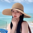 thumbnail image 5 of 56-58cm hat circumference women's big edge beach hat summer seaside vacation sun hat foldable sun hat travel straw hat, 5 of 5