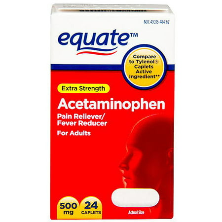 equate Extra Strength Acetaminophen Analgésique / Fièvre Réducteur Caplets, 500mg, 24 count