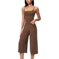 thumbnail image 4 of IBTOM CASTLE Workout Sets for Women Two Piece Halter Sports Bra Matching Wide Leg Capri Pants Gym Work Yoga Pilates Outfits Brown, 4 of 7