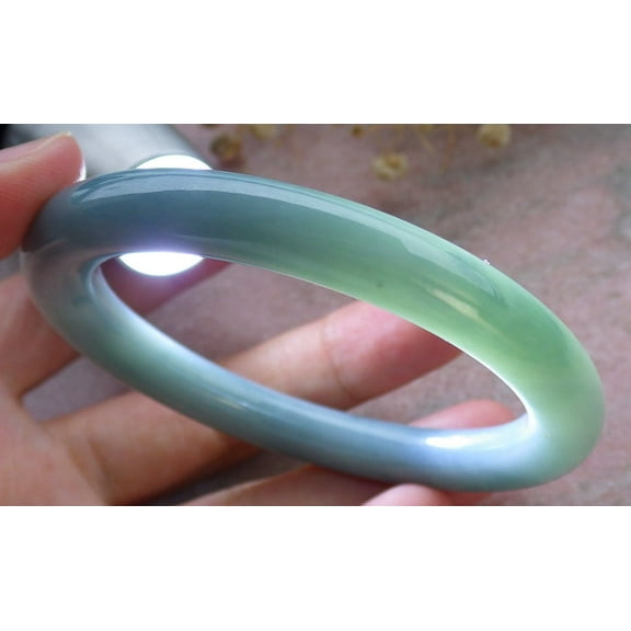 Green Pale Lavender Natural A JADE Jadeite Circle Bangle Bracelet 55 mm 679470 TN