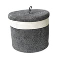thumbnail image 4 of Cesto de ropa plegable, organizador de ropa, cesta de almacenamiento tejida liviana, cesta redonda de cuerda de algodón para almohada de hotel, manta negro, 4 of 8