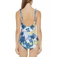 thumbnail image 3 of DKNY FLORAL BLUE MULTI Ruffle Plunge Tummy-Control One-Piece Swimsuit, US 4, 3 of 3