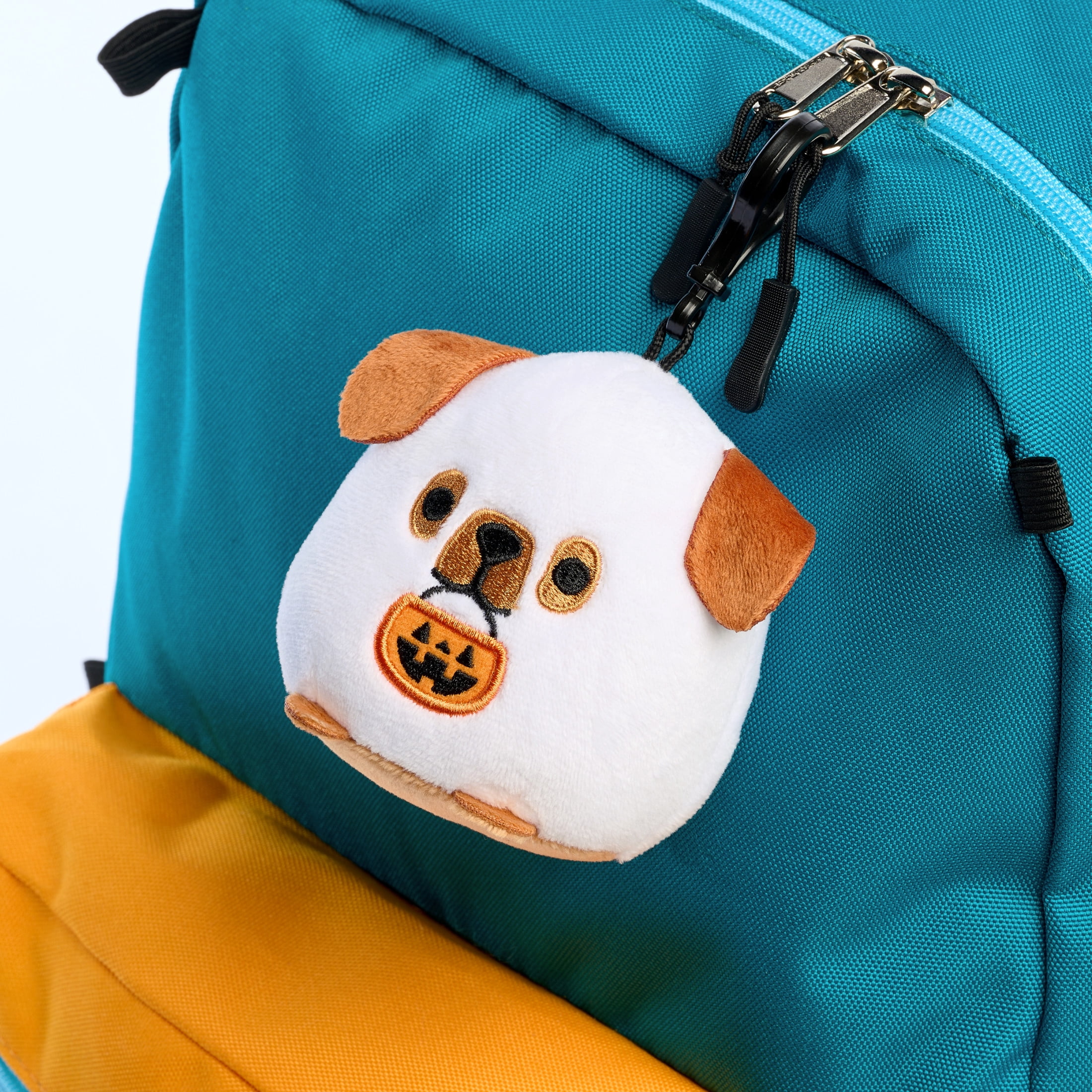 American Greetings Halloween Plush Keychain, Ghost Puppy with Jack-O'-Lantern