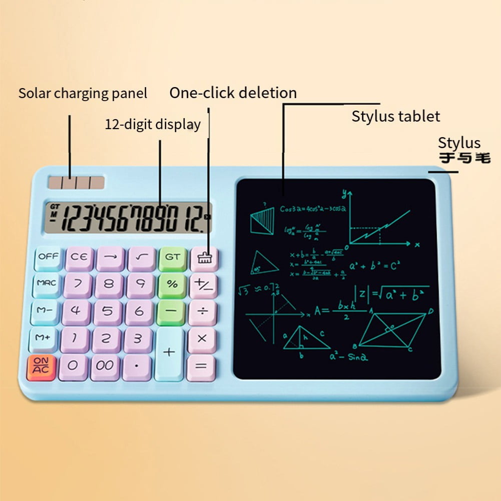 12-Digit Solar Calculator with LCD Writing Board - Perfect for Work & Study!
