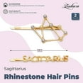 thumbnail image 2 of Sagittarius Zodiac Hair Pins, Rhinestone Barrettes (Gold, 2 Pack), 2 of 5