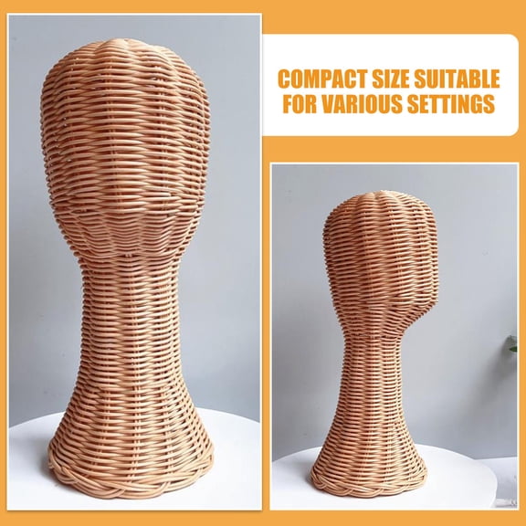 DEEPCRAFF Brown Rattan Woven Hat Display Stand with Sturdy Construction for Stylish Cap and Accessory Organization