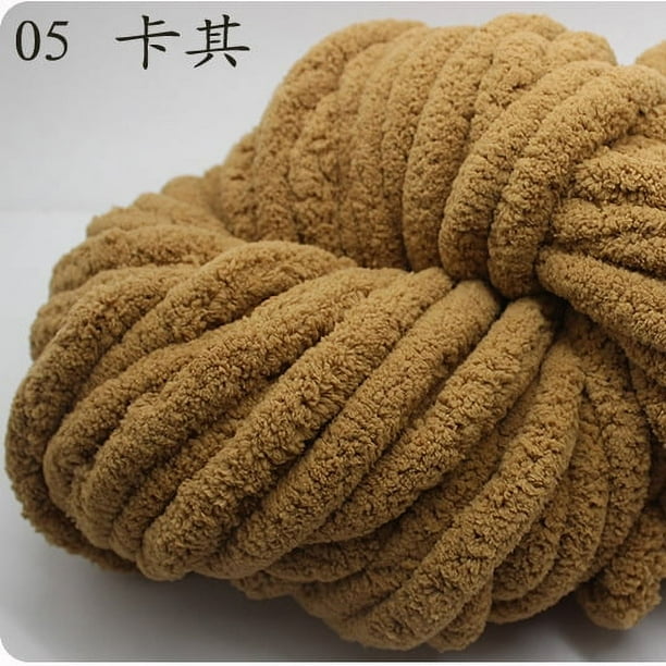 Zhuge Hilo de chenilla súper suave y cálido de 250 g para manta de punto, hilo de lana grueso para hacer tú mismo, perfecto para cualquier tejido y crochet, color caqui