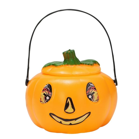 Pumpkin Bucket With Eye Stickers And Lid, 11Cm, High-Quality Ornament For Party Home Celebration Decoration