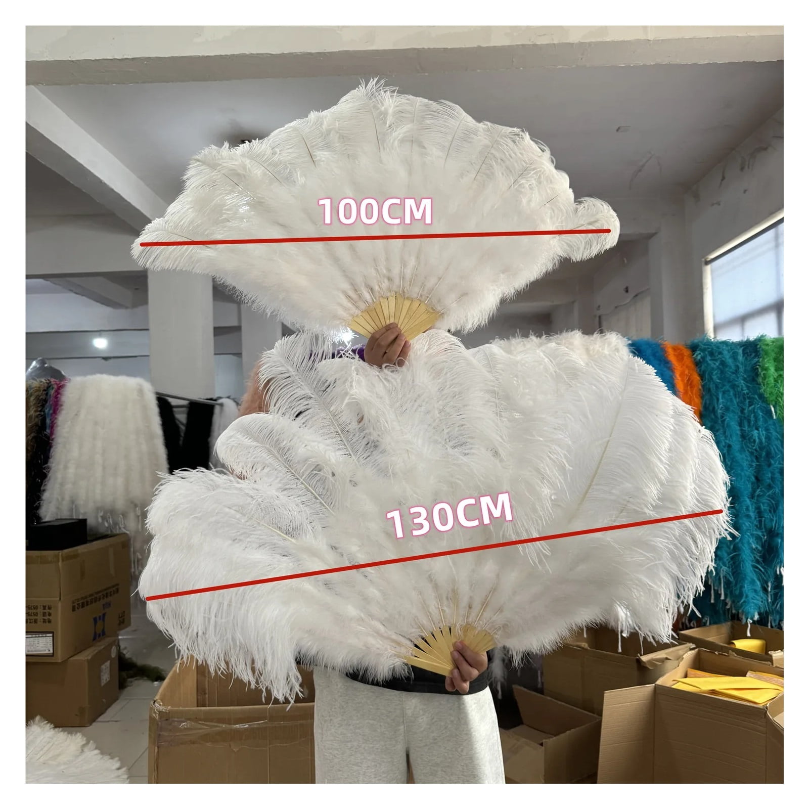 Large Femina Feather Fan Costume Folding Hand Fan Decorative 