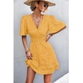 thumbnail image 4 of Femmes Dot Robe Motif V-Cou Manches Robe Casual Rue Sexy Style Robe Taille Enveloppe Robe Femmes Robe d'Été, 4 of 7