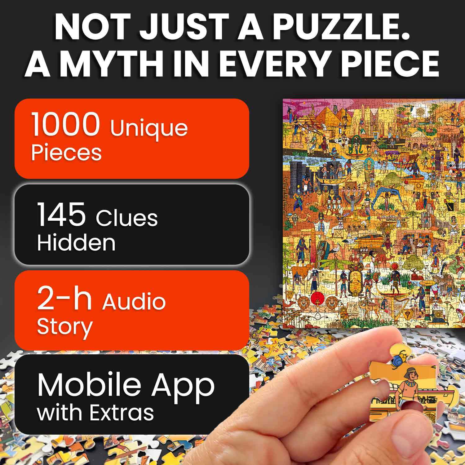 Quokka Jigsaw Puzzles 1000 Pieces – Egyptian Mythology Puzzles for Adults – Puzzle Game with Secret Tasks and Audio Story