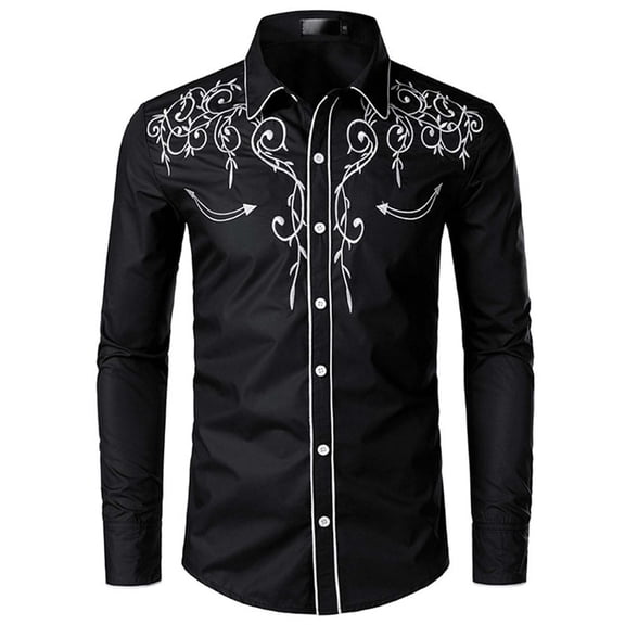 Mens Dress Shirts Long Sleeve Qiggri Men Casual Buttons Print Turndown Long Sleeve Blouse