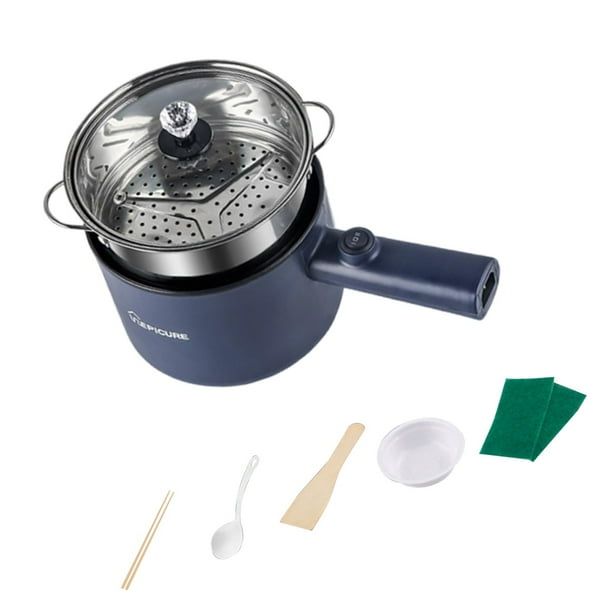 Olla eléctrica de 1,8 l con mango largo, mini olla de viaje para saltear, guisar, cocinar al , usar en casa, para sopa, pasta y . Azul