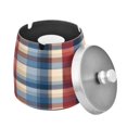 thumbnail image 5 of Iauyy Large Metal Ashtray with Lid - Outdoor & Indoor Patio Car Use Smokeless Wind Resistant 3.54×3.46in,Minimalist Check Pattern, 5 of 6