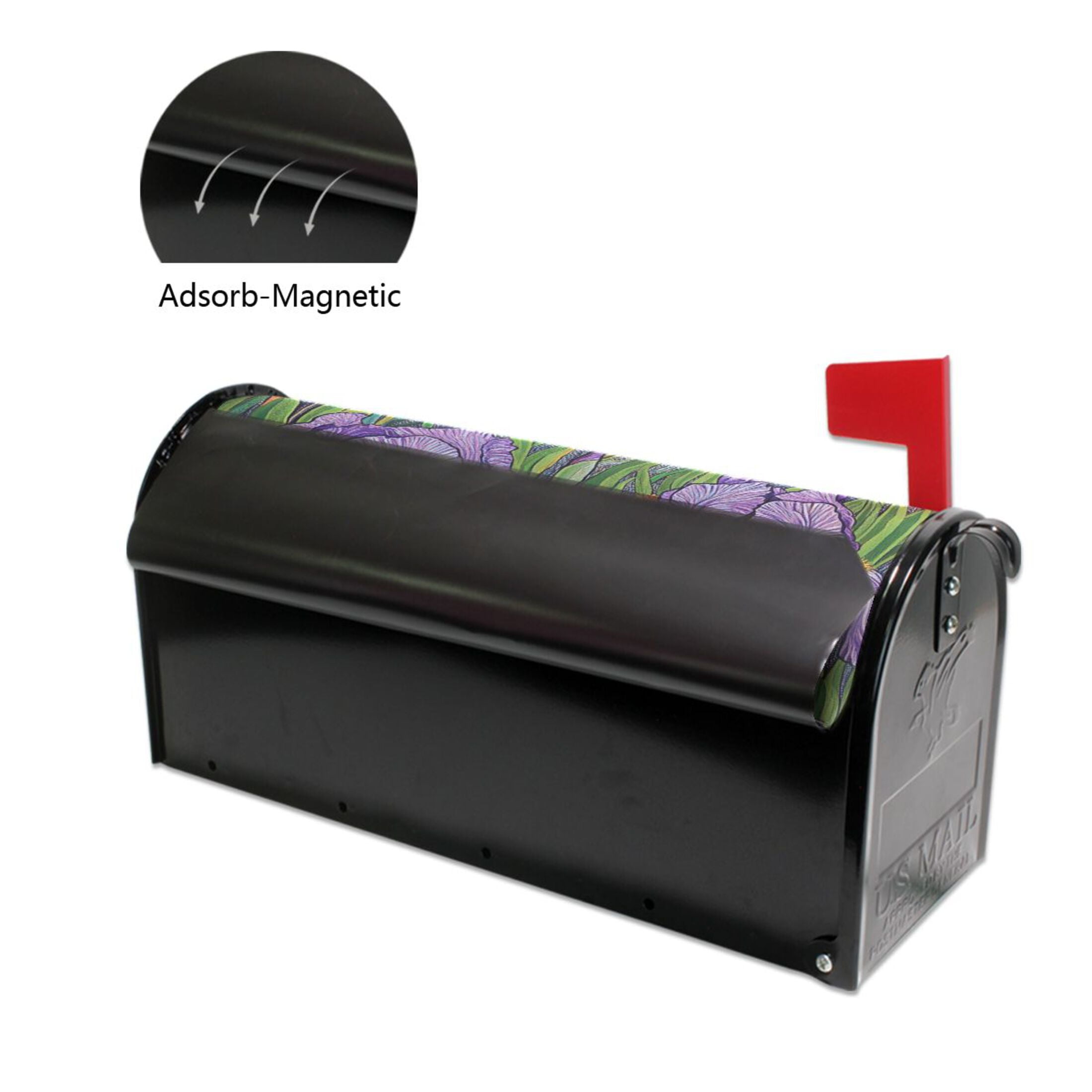 WOBOGO Purple Iris Mailbox Cover Magnetic for Garden Yard Home Decor Standard Size 25.4×20.78in