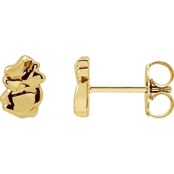 14k Yellow Gold Friction Backs Included Polished Tiny Nugget Earring Stud Earring for Women