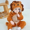 thumbnail image 4 of URMAGIC Toddler Newborn Baby Boy Dinosaur Costume Flannel Hooded Romper Jumpsuit Infant Cartoon Animal Outfit #lion, 4 of 10