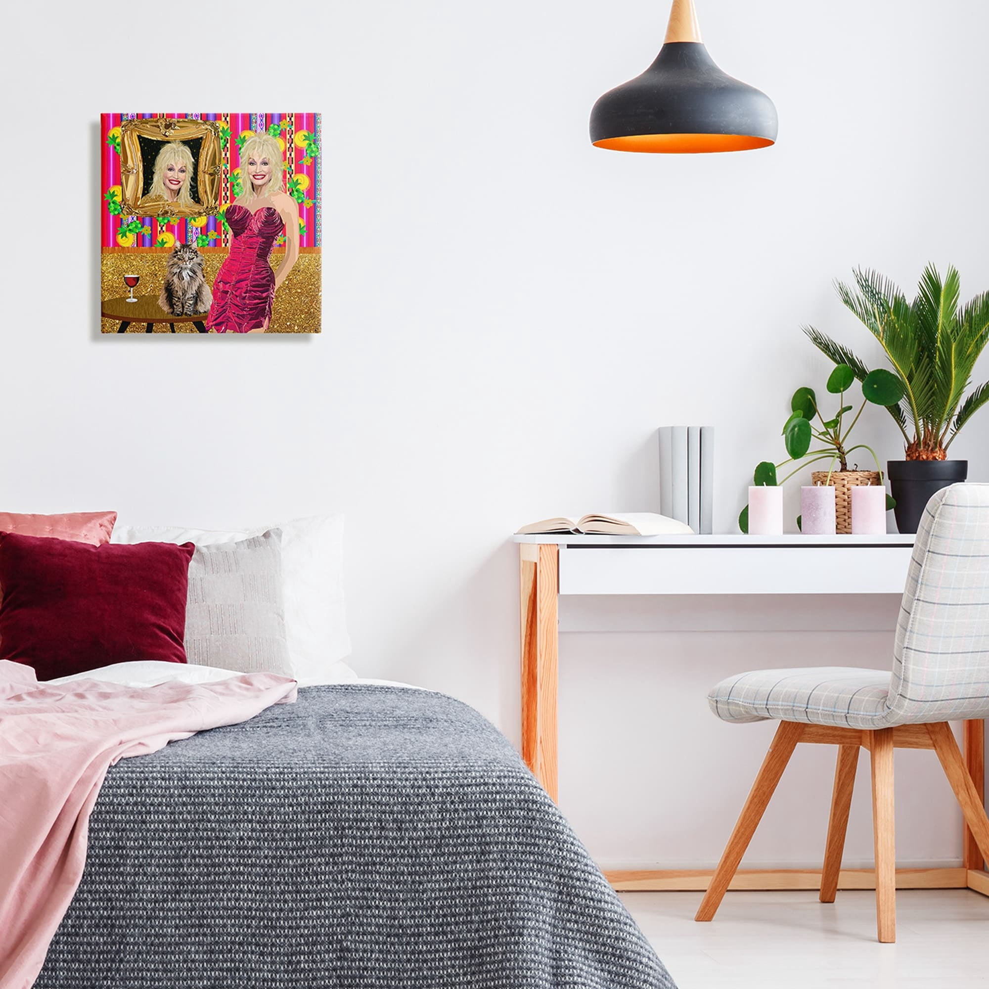 Stupell Industries Famous Country Singer Blonde Playful Dolly Abstract Pattern Novelty Painting Gallery-Wrapped Canvas Print Wall Art, 17 x 17, Design by Lynnda Takos