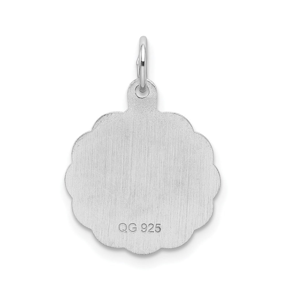 Auriga 925 Sterling Silver Rhodium-plated Brocaded Letter D Initial Charm for Women (L-22 mm, W-16 mm)