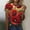 002 Multicolor, variant on Hvot&aat Women Fashion Summer 3D Floral Printed T-Shirt Loose Round Neck Short Sleeve Pullover Comfort Regular Fit Blouses