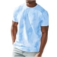 thumbnail image 4 of Aobny Baggy T-Shirt Tie-Dye Cotton Mens Tshirt Big & Tall Short Sleeve Crew Neck Mens Oversized T Shirt,Light Blue,XL, 4 of 5