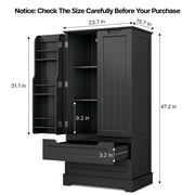 Pantry Cabinet Lofka 47 Kitchen Pantry Storage Cabinet with 2 Drawers, 8 Shelves and 2 Doors, Black