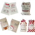 thumbnail image 2 of Saco de Papá Noel personalizado, bolsa de regalo de dulces en blanco con cordón a rayas de terciopelo, lona roja, saco de Navidad grande de algodón con sublimación, novedad de 2023, 2 of 4