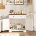 thumbnail image 4 of Modern  Litter Box Enclosure with Storage Drawers - Hidden Wooden Furniture for Indoor Cats, White, 4 of 6