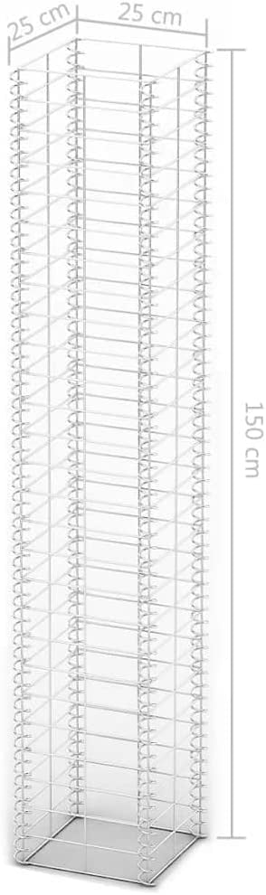vidaXL 3X Gabion 59" Steel Retaining Wall Garden Edging Cage Basket Planter 9.8" x 9.8" x 59.1"
