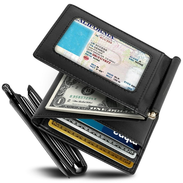 Trifold Wallets for Men with Removable Money Clip RFID Vegan Leather