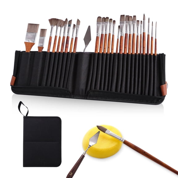 Acrylic Paint Brushes Set, 26 PCS Paint Brushes for Acrylic Painting, Watercolor Brushes Painting Brush Nylon Hair Brushes for All Purpose Oil Watercolor Painting,Paint Brush Set Art Supplies