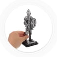 thumbnail image 5 of ETHZZLE Meticulously Crafted Plated Silver Resin Medieval Knight Figurine Vintage Style Sculpture for Decor, 5 of 8