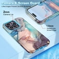 thumbnail image 3 of Casetego for iPhone 14 Pro Case,Marble Stylish 3 in 1 Heavy Duty Shockproof Full Body Rugged Hard Drop Protection Covers for Women Girls,Blue Gray, 3 of 8