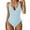 Light Blue, variant on Womens One-Piece Swimsuit with Plunging V-Neckline & Side-Tie Accents, Form-Fitting Elastic Swimwear with Waist-Defining Cut Light Blue L