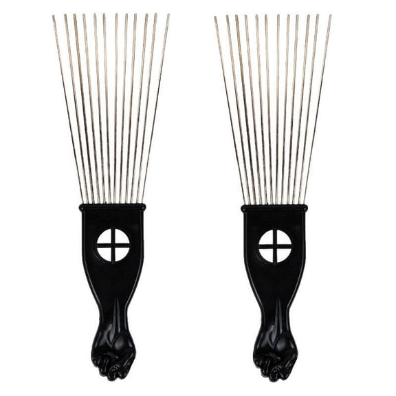 DESIGNICE 2Pcs Hair Pick,Multifunctional Design Hair Picks for Women,Easy Hair Separation Afro Pick,Black1