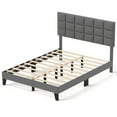 thumbnail image 1 of Costway Queen Size Bed Frame Modern Linen Fabric Upholstered Platform Bed with Headboard, 1 of 10