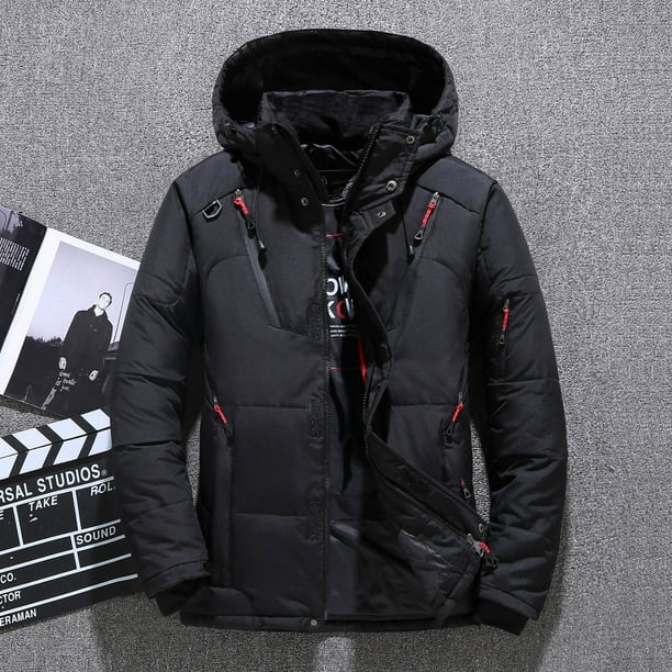 Men's Stand Collar Winter Puffer Jacket Casual Windproof Warm Thicken Down  Coat Solid Color Loose Padded Jacket