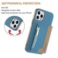 thumbnail image 4 of Allytechgroup 2-in-1 Magnetic Wallet Case for Apple iPhone 11, Detachable Card Holder with Zipper Pocket RFID Blocking Kickstand PU Leather Protective Flip Cover with 6 Slots, Lightblue, 4 of 6