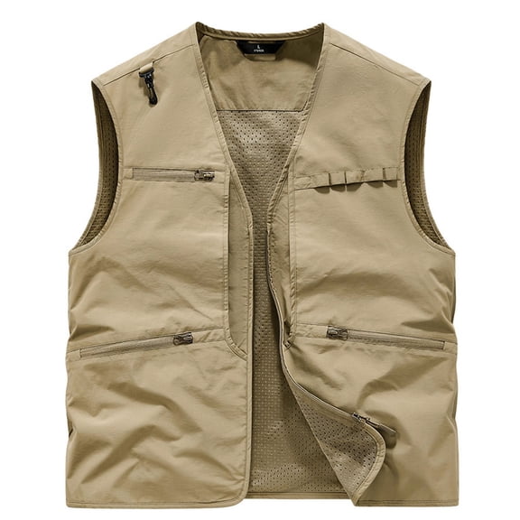 Chiccall Men's Climbing Cargo Vest Outdoor Breathable Hiking Travel Photo Zip Up Work Vest with Multiple Pockets