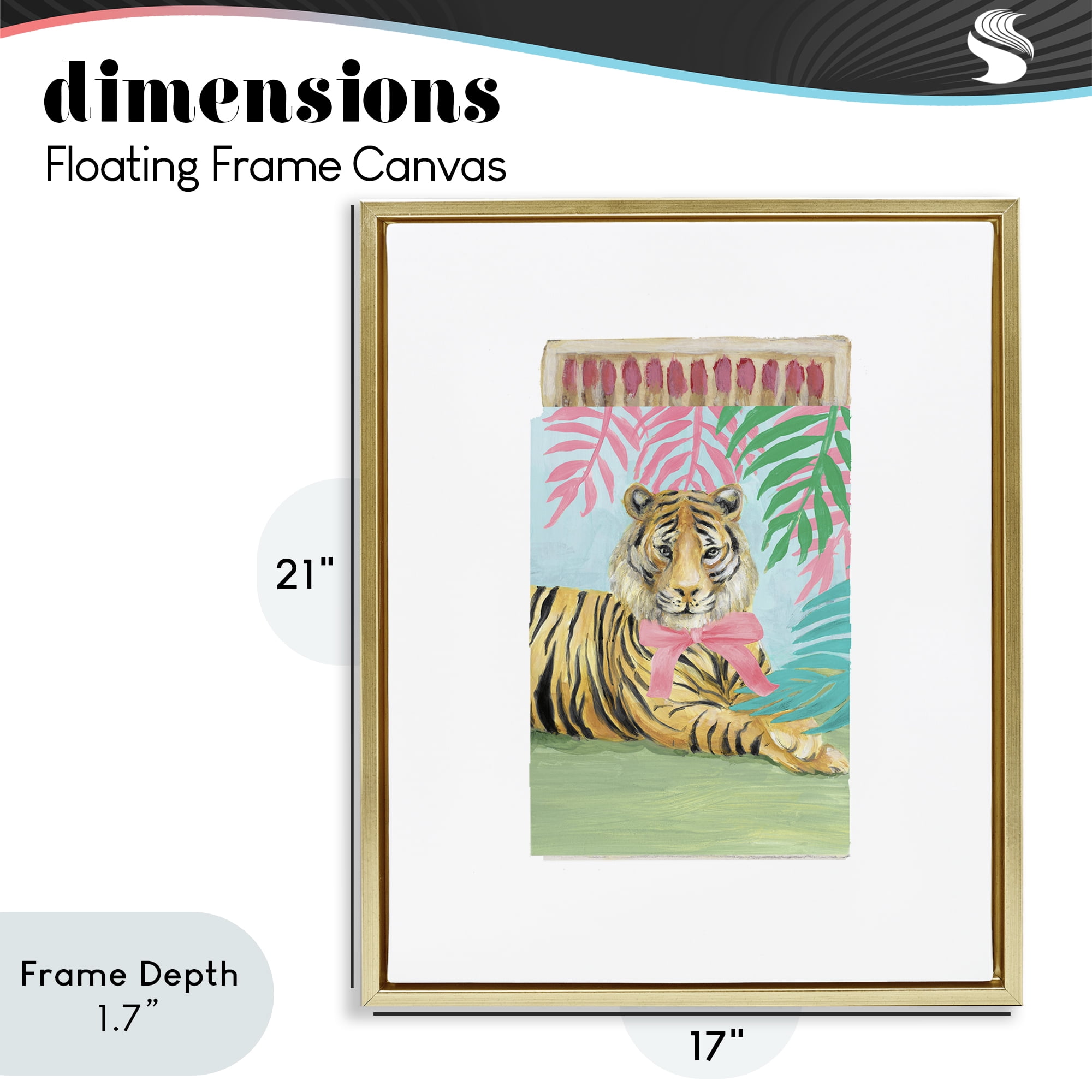 Stupell Industries Tropical Tiger Matchbook Gold Framed Floater Canvas Wall Art, design by Lanie Loreth
