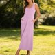 thumbnail image 5 of Vestido de Cuello de Tripulación para las Mujeres Moda Casual Color Sólido sin Mangas Bolsillo Longitud de Tobillo Vestido de Verano Largo para las Mujeres, 5 of 6