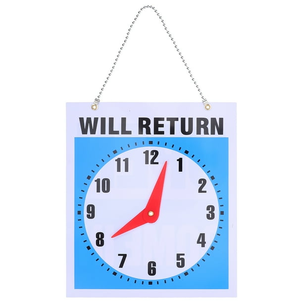 1 placa de bienvenida para puerta, placa decorativa de doble cara, tablero colgante de PVC para puerta, ideal para tiendas, centros comerciales y hogares (cuadrada con reloj).