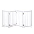 thumbnail image 1 of PawHut 4 Panel Foldable Free Standing Pet Gate with Support Feet, White, 1 of 10