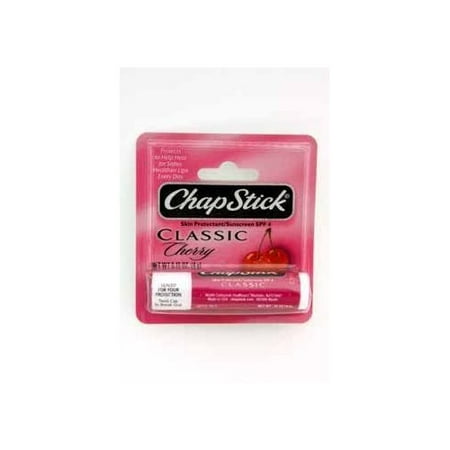 ChapStick Classic Skin Protectant Flavored Lip Balm Tube, 0.15 Ounce Each, Cherry