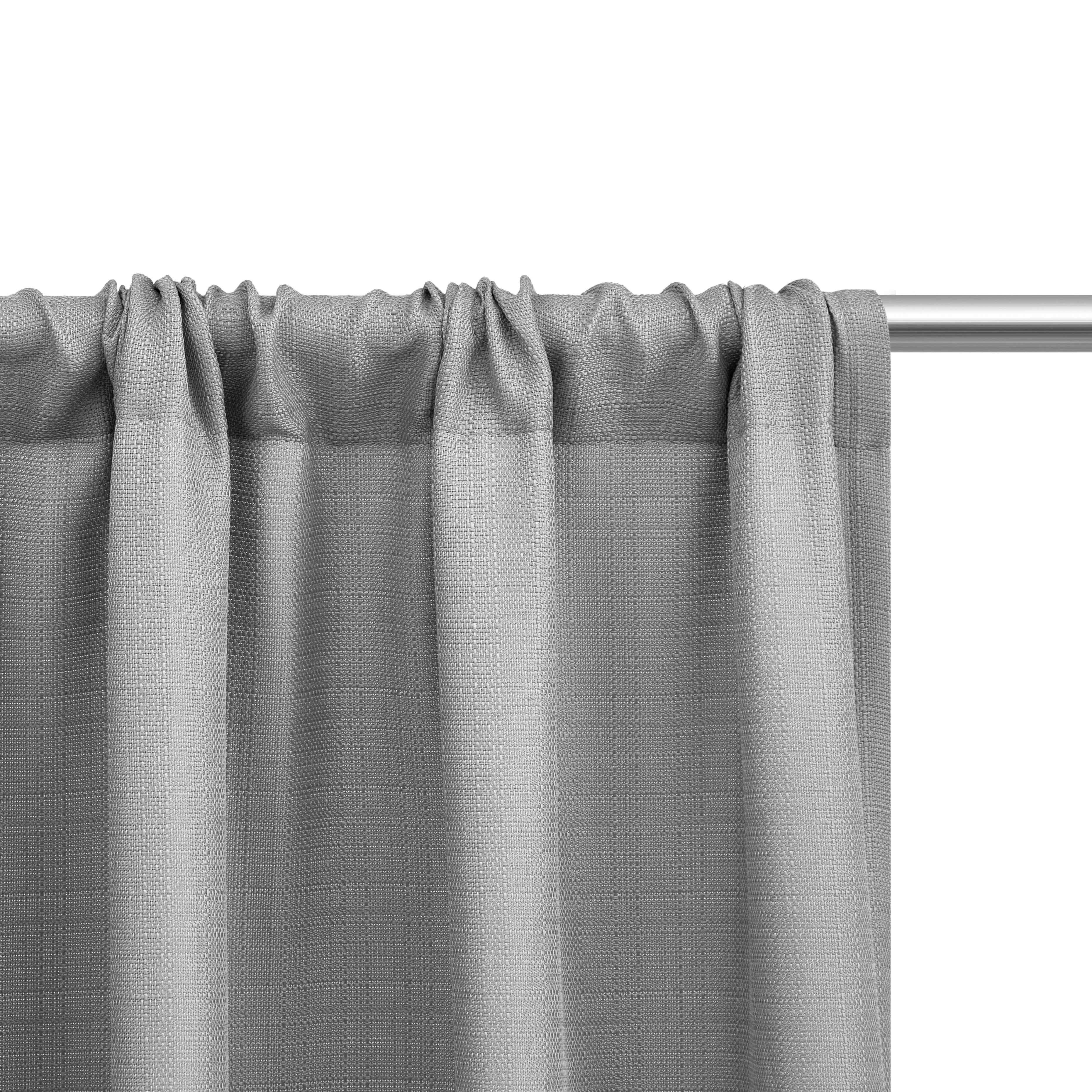 Mainstays Southport Light Filtering Rod Pocket Curtain Panel Pair, Silver, 40 in x 84 in, Set of 2