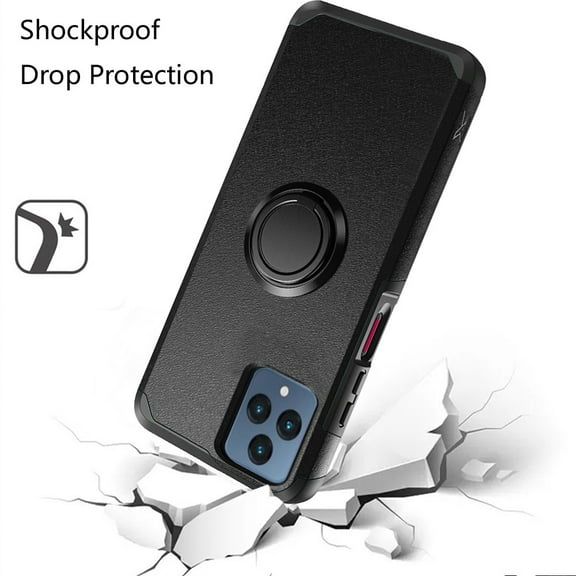 Designed for Celero 5G 2023 (6.5") Kickstand Tough Hybrid with Built-in 360° Rotate Ring Stand Magnetic PC & TPU Slim Shockproof Phone Case Cover [Black]
