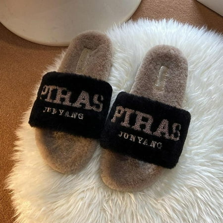 

Fumao Warm Fashion Embroidered Outerwear Letter Slippers
