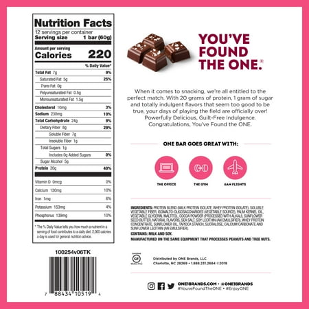 ONE Protein Bar, Dark Chocolate Sea Salt, 20g Protein, 12 Count