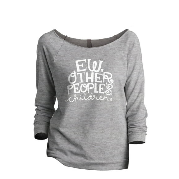 EW, Other People's Children Women's Fashion Slouchy 3/4 Sleeves Raglan Lightweight Sweatshirt Sport Gray Large